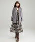 V-neck Flower Check Dress